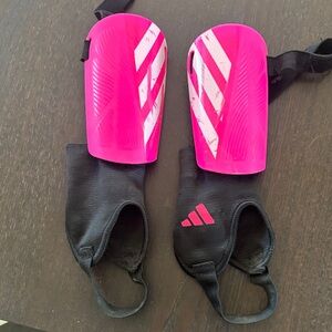 adidas Hot Pink Youth Soccer Shin Guards with Black Ankle Sleeves